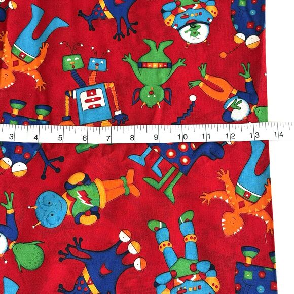 HTF Cranston Robots Aliens Fabric Red Cotton Science Quilting Kids Novelty Space - Picture 3 of 4
